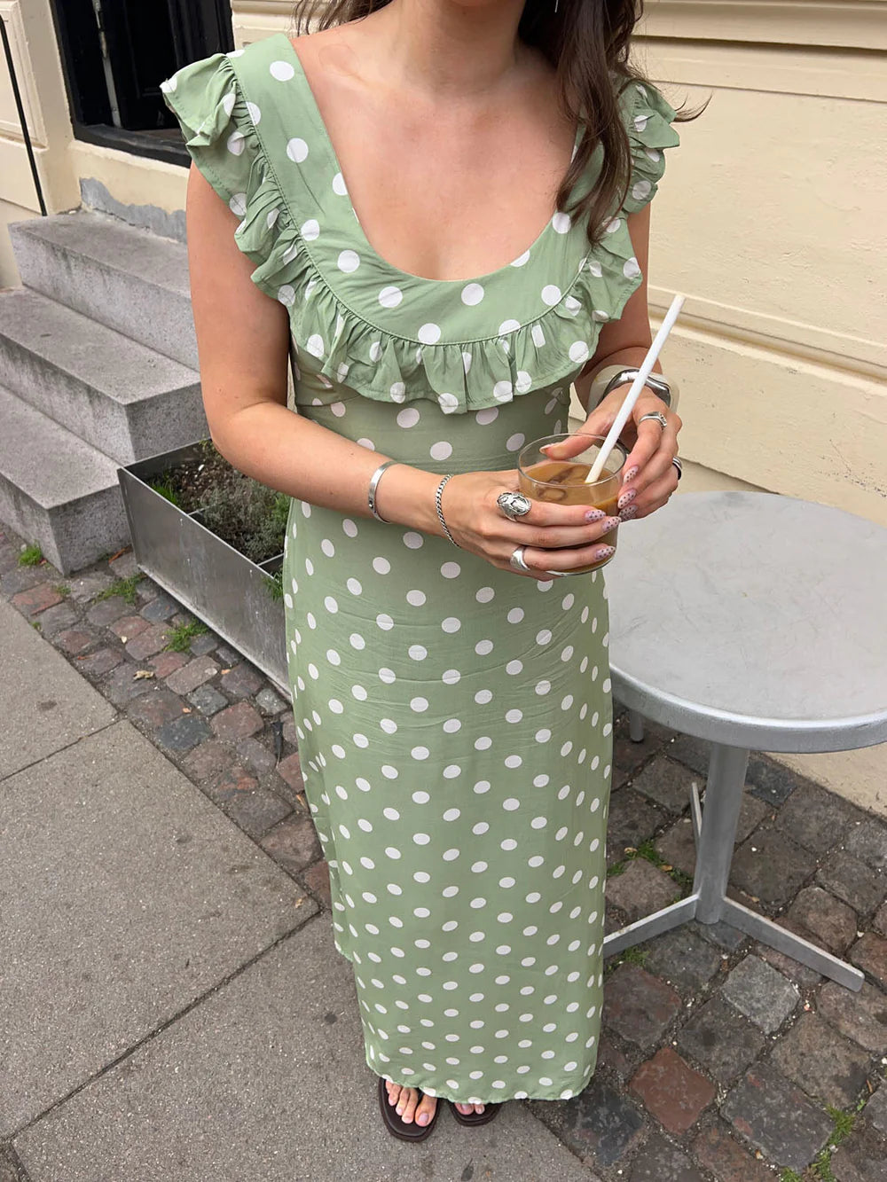 Designbysi Luna Dress Green/White