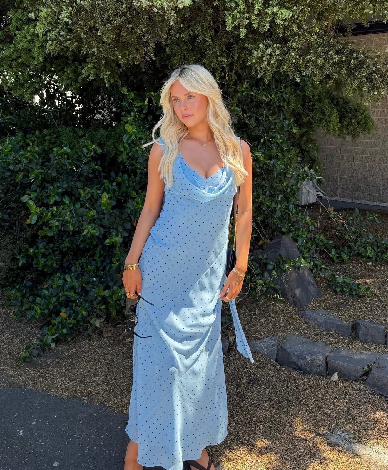 Ruby – Riley Sash Dress (Blue Polka Dot, Size 8)